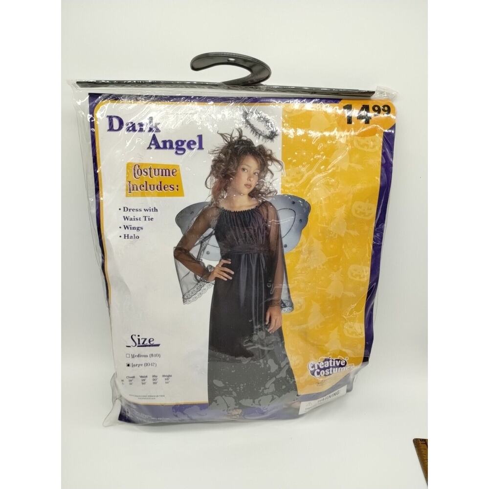 Creative Customes Dark Angel Child Size Large 10/12 New Open Package Halloween